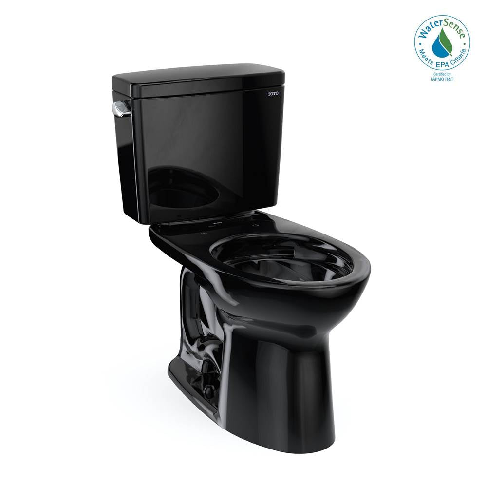 TOTO - Toto Drake Two-Piece Elongated 1.28 Gpf Universal Height Tornado Flush Toilet, Ebony - Ebony
