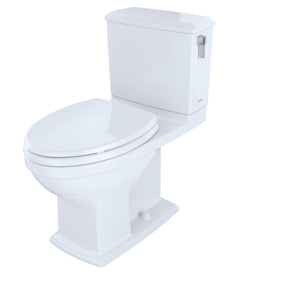 TOTO Connelly WASHLET+ Two-Piece Elongated Dual Flush 1.28 and 0.9 GPF Universal Height Toilet with CEFIONTECT and Right Hand Lever, Cotton White