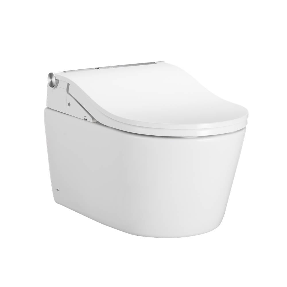 Toto Washlet+ Rp Wall-Hung D-Shape Toilet With Rw Bidet Seat And Duofit In-Wall 1.28 And 0.9 Gpf Auto Dual-Flush Tank System, Matte Silver