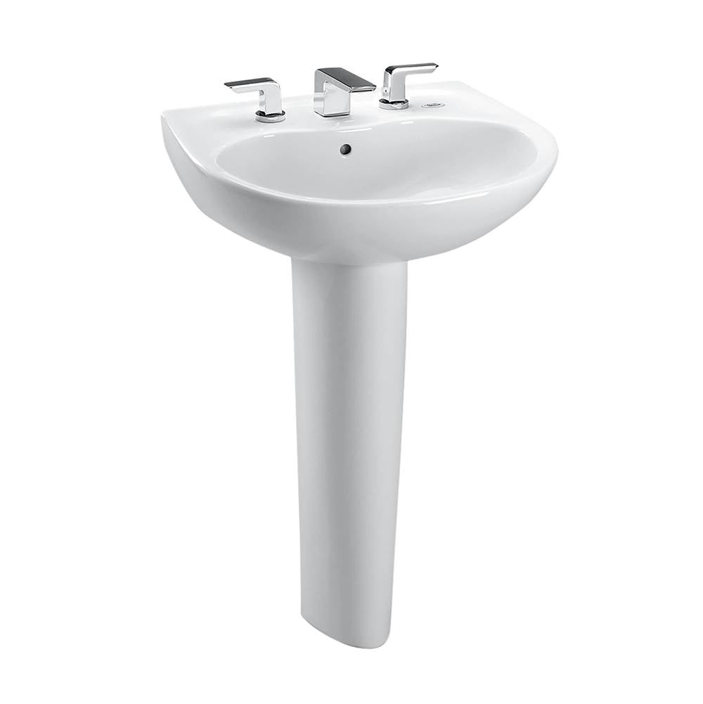 TOTO - Toto Supreme Oval Basin Pedestal Bathroom Sink With Cefiontect For 8 Inch Center Faucets, Cotton White - Cotton White