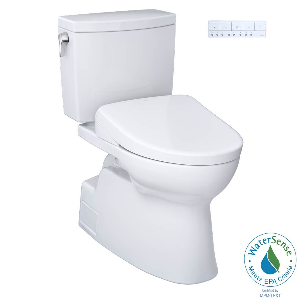 TOTO - TOTO WASHLET plus Vespin II 1G Two-Piece Elongated 1.0 GPF Toilet and WASHLET plus S7 Contemporary Bidet Seat, Cotton White - MW4744726CUFGNo.01 - Cotton White