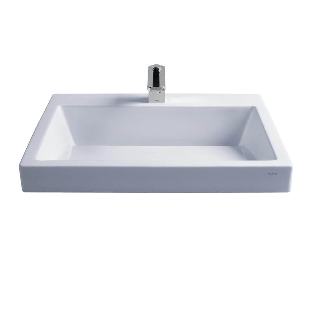 TOTO - Toto Kiwami Renesse Design I Rectangular Fireclay Vessel Bathroom Sink With Cefiontect For Single Hole Faucets, Cotton White - Cotton White