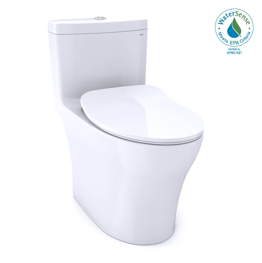 TOTO - TOTO Aquia IV One-Piece Elongated Dual Flush 1.28 and 0.9 GPF Universal Height, WASHLET+ Ready Toilet with CEFIONTECT, Cotton White - Cotton White