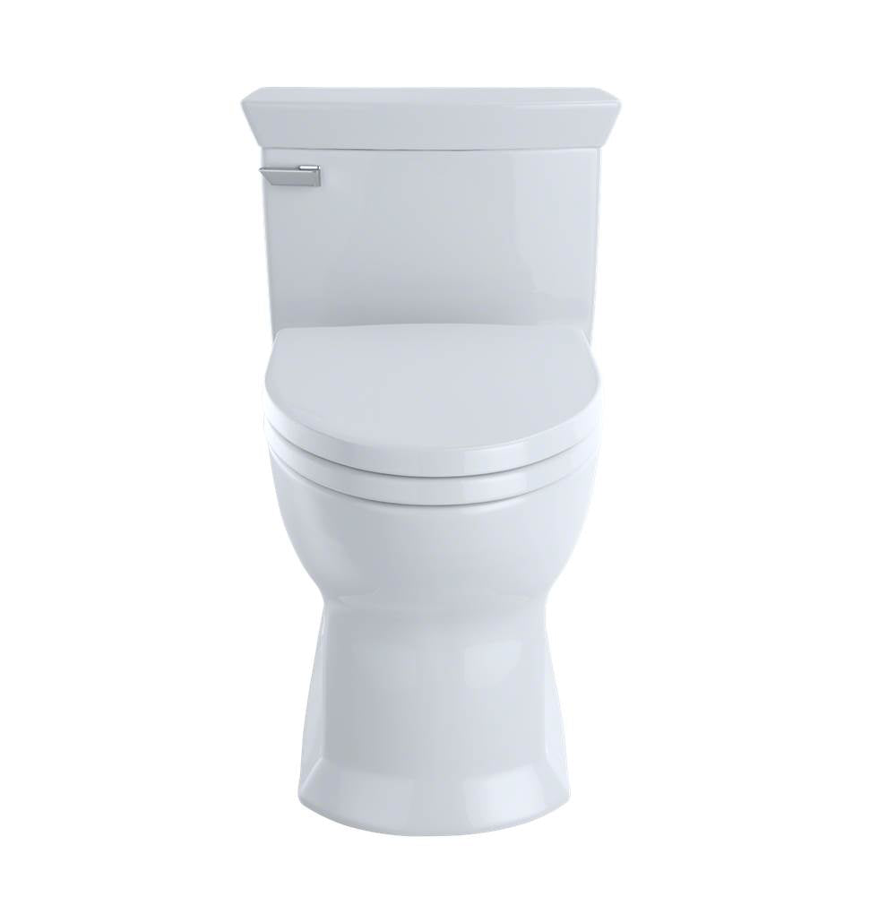 TOTO Eco Soir1/2e One Piece Elongated 1.28 GPF Universal Height Skirted Toilet with CEFIONTECT, Cotton White