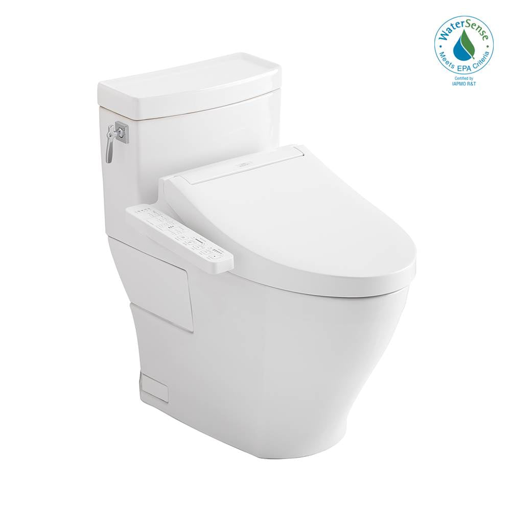 TOTO - TotoWashlet+ Aimes One-Piece Elongated 1.28 Gpf Toilet And Washlet C2 Bidet Seat, Cotton White - Cotton White