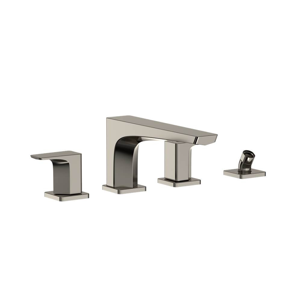 TOTO - Toto Ge Two-Handle Deck-Mount Roman Tub Filler Trim With Handshower, Polished Nickel - Polished Nickel