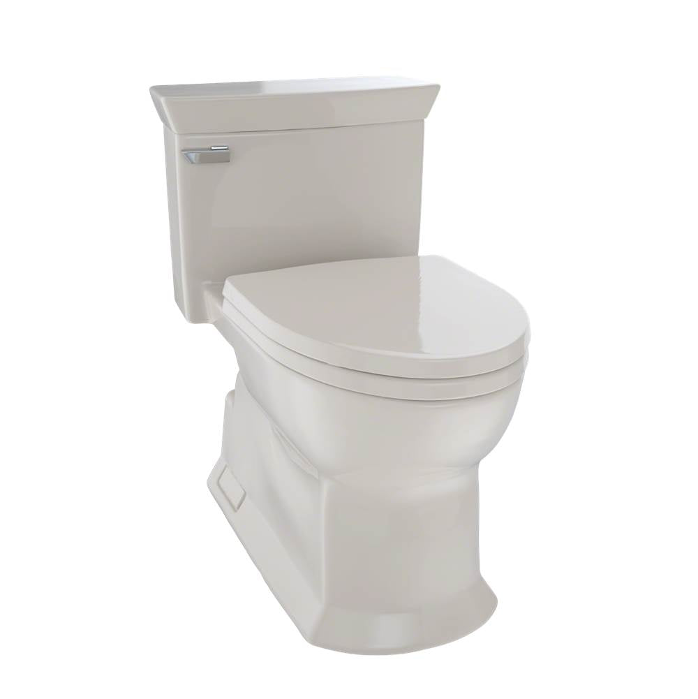TOTO Eco Soir1/2e One Piece Elongated 1.28 GPF Universal Height Skirted Toilet with CEFIONTECT, Cotton White