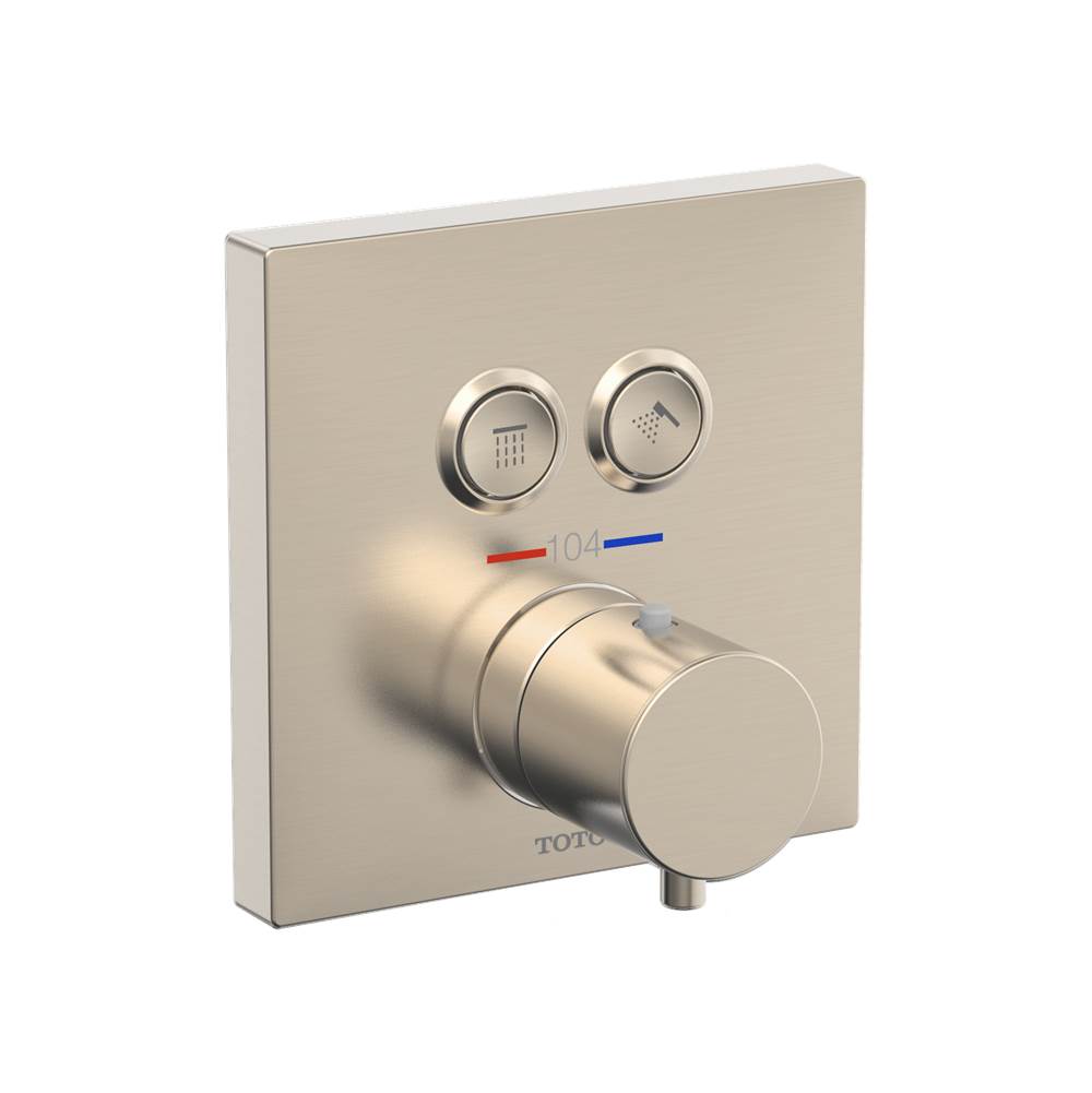 TOTO - Toto Square Thermostatic Mixing Valve With 2-Function Shower Trim, Brushed Nickel - Brushed Nickel