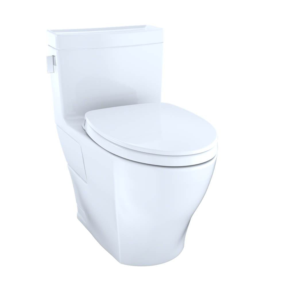 TOTO Legato WASHLET+ One-Piece Elongated 1.28 GPF Universal Height Skirted Toilet with CEFIONTECT, Cotton White