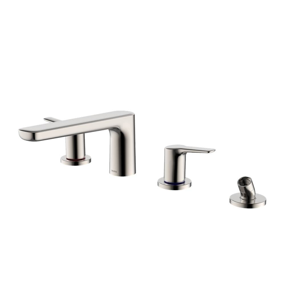 TOTO - Toto Gs Four-Hole Deck-Mount Roman Tub Filler Trim With Handshower, Polished Nickel - Polished Nickel