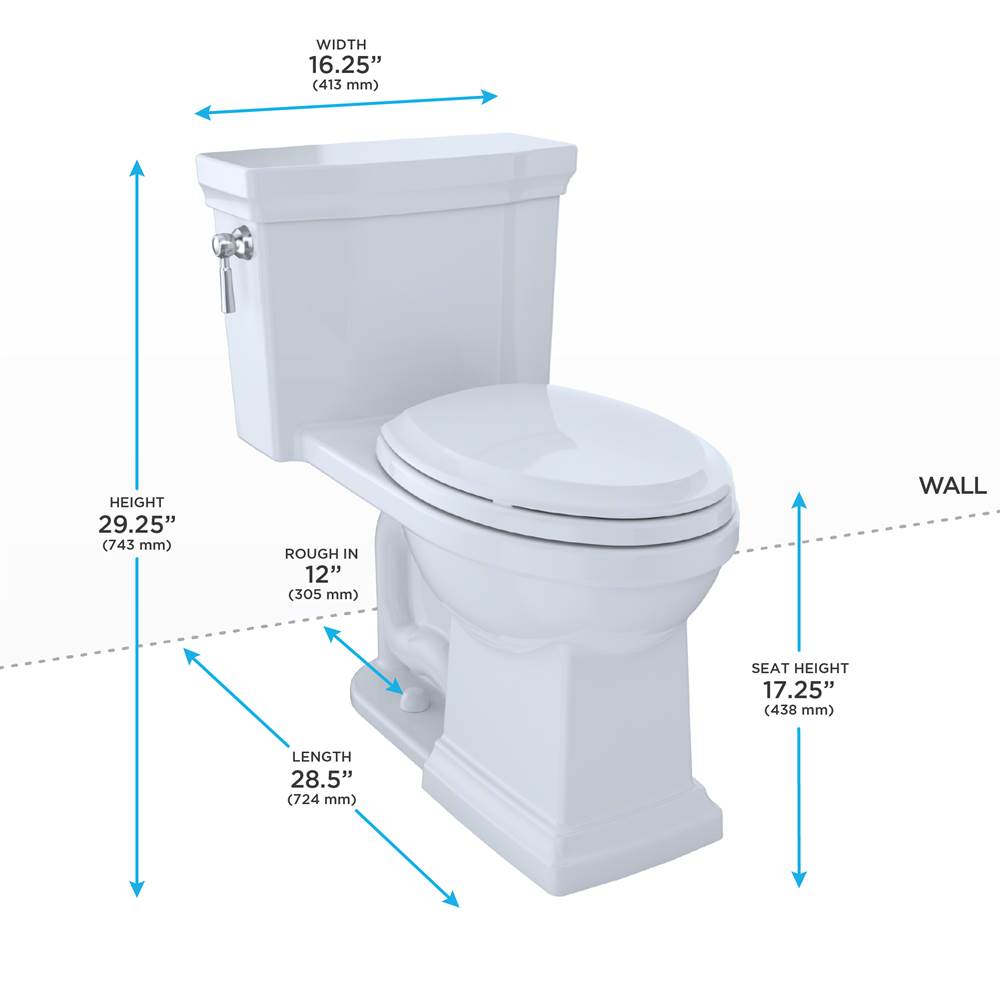 TOTO Promenade II 1G One-Piece Elongated 1.0 GPF Universal Height Toilet, Ebony