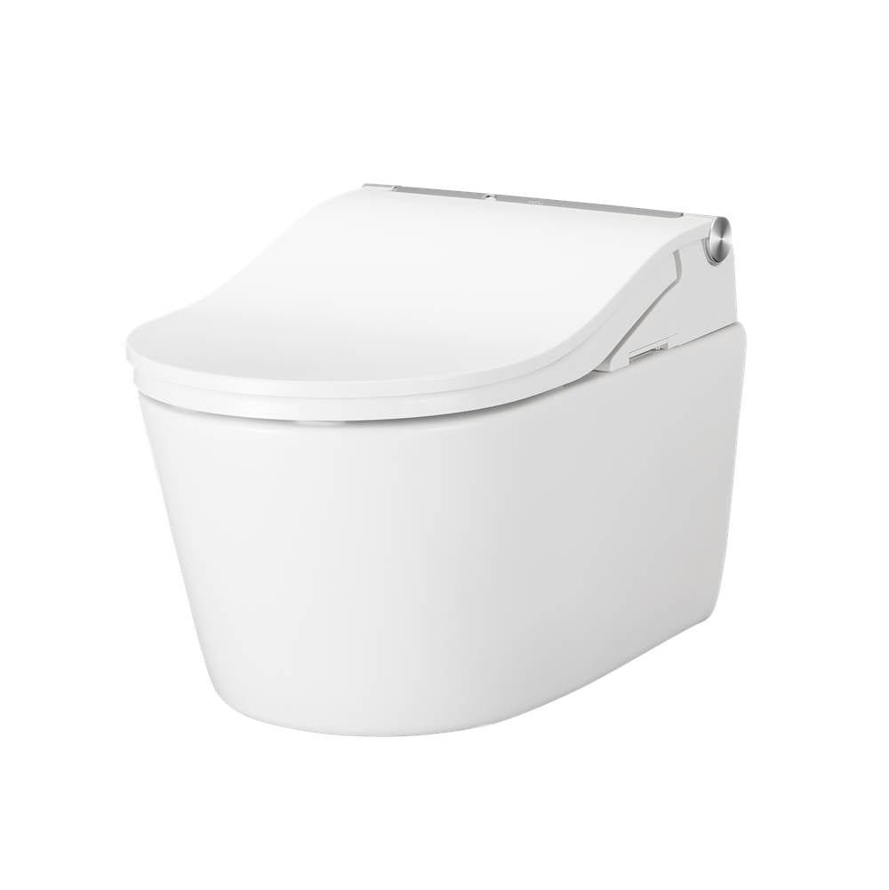 Toto Washlet+ Rp Wall-Hung D-Shape Toilet With Rw Bidet Seat And Duofit In-Wall 1.28 And 0.9 Gpf Auto Dual-Flush Tank System, Matte Silver