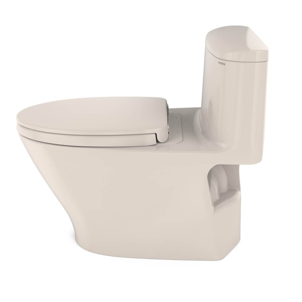 TOTO Nexus One-Piece Elongated 1.28 GPF Universal Height Toilet with CEFIONTECT and SS124 SoftClose Seat, WASHLET+ Ready, Cotton White