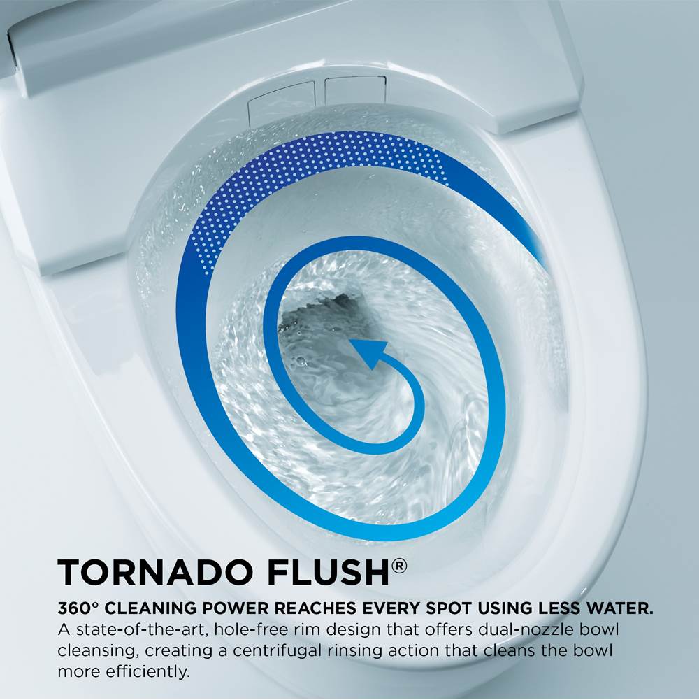 TOTO Nexus Two-Piece Elongated 1.28 GPF Universal Height Toilet with CEFIONTECT and SS124 SoftClose Seat, WASHLET+ Ready, Cotton White