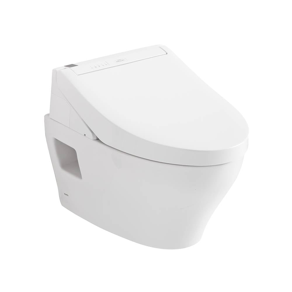 TOTO - Toto Washlet+ Ep Wall-Hung Elongated Toilet And Washlet C5 Bidet Seat And Duofit In-Wall 0.9 And 1.28 Gpf Dual-Flush Tank System, Matte Silver - Matte Silver