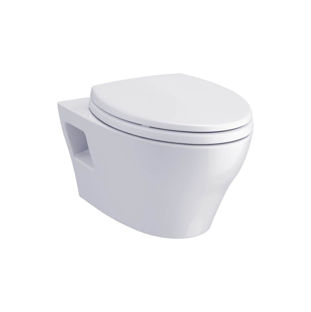TOTO - EP Wall-Hung Elongated Toilet and DuoFit in-wall 0.9 and 1.28 GPF Tank System with Copper Supply Line, Matte Silver - Matte Silver