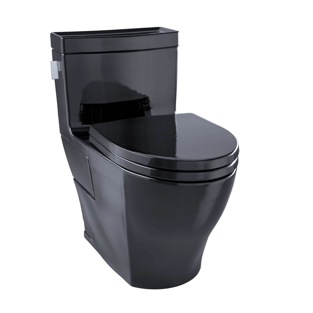 TOTO - TOTO Legato WASHLET+ One-Piece Elongated 1.28 GPF Universal Height Skirted Toilet, Ebony - Ebony