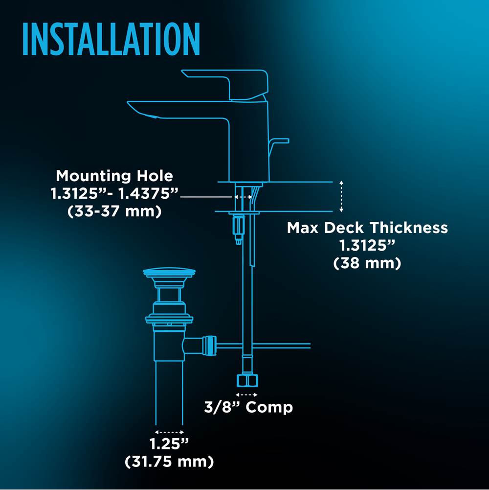 Oberon S Single Handle 1.2 GPM High-Efficiency Bathroom Sink Faucet, Polished Chrome