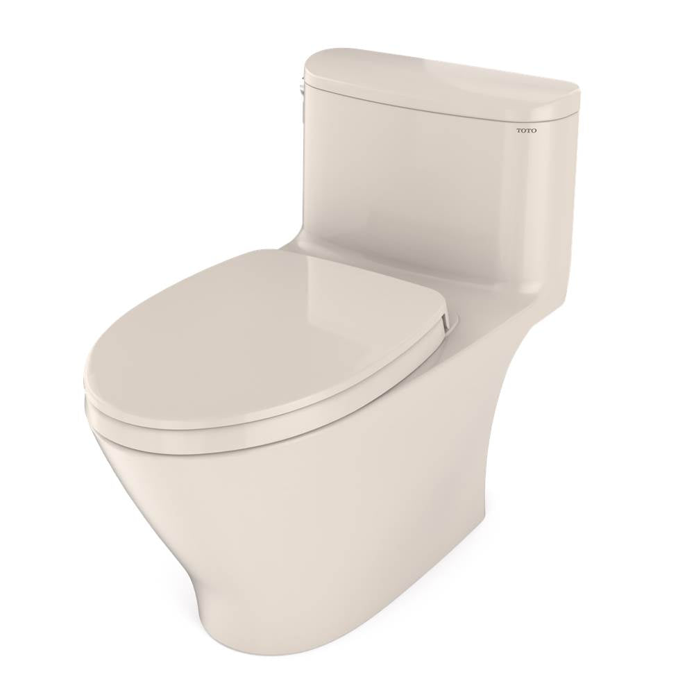 TOTO Nexus One-Piece Elongated 1.28 GPF Universal Height Toilet with CEFIONTECT and SS124 SoftClose Seat, WASHLET+ Ready, Cotton White