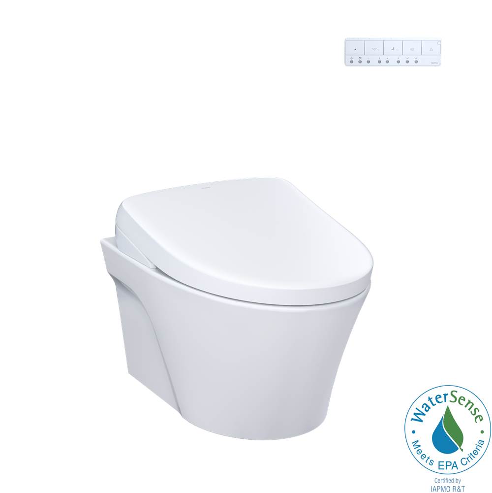 TOTO - TOTO WASHLET plus AP Wall-Hung Elongated Toilet with S7A Contemporary Bidet Seat and DuoFit In-Wall 0.9 and 1.28 GPF Auto Dual-Flush Tank System, Matte Silver - CWT4264736CMFGANo.MS - Matte Silver