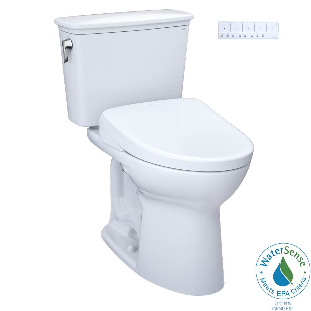 TOTO - TOTO Drake Transitional WASHLET plus Two-Piece Elongated 1.28 GPF Universal Height TORNADO FLUSH Toilet with S7A Contemporary Bidet Seat, Cotton White - MW7864736CEFG.10No.01 - Cotton White