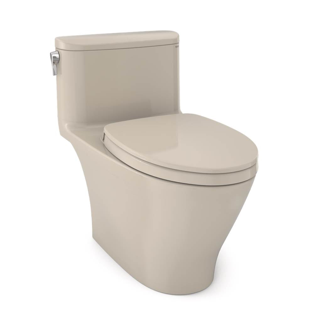 TOTO Nexus 1G One-Piece Elongated 1.0 GPF Universal Height Toilet with CEFIONTECT and SS124 SoftClose Seat, WASHLET+ Ready, Cotton White