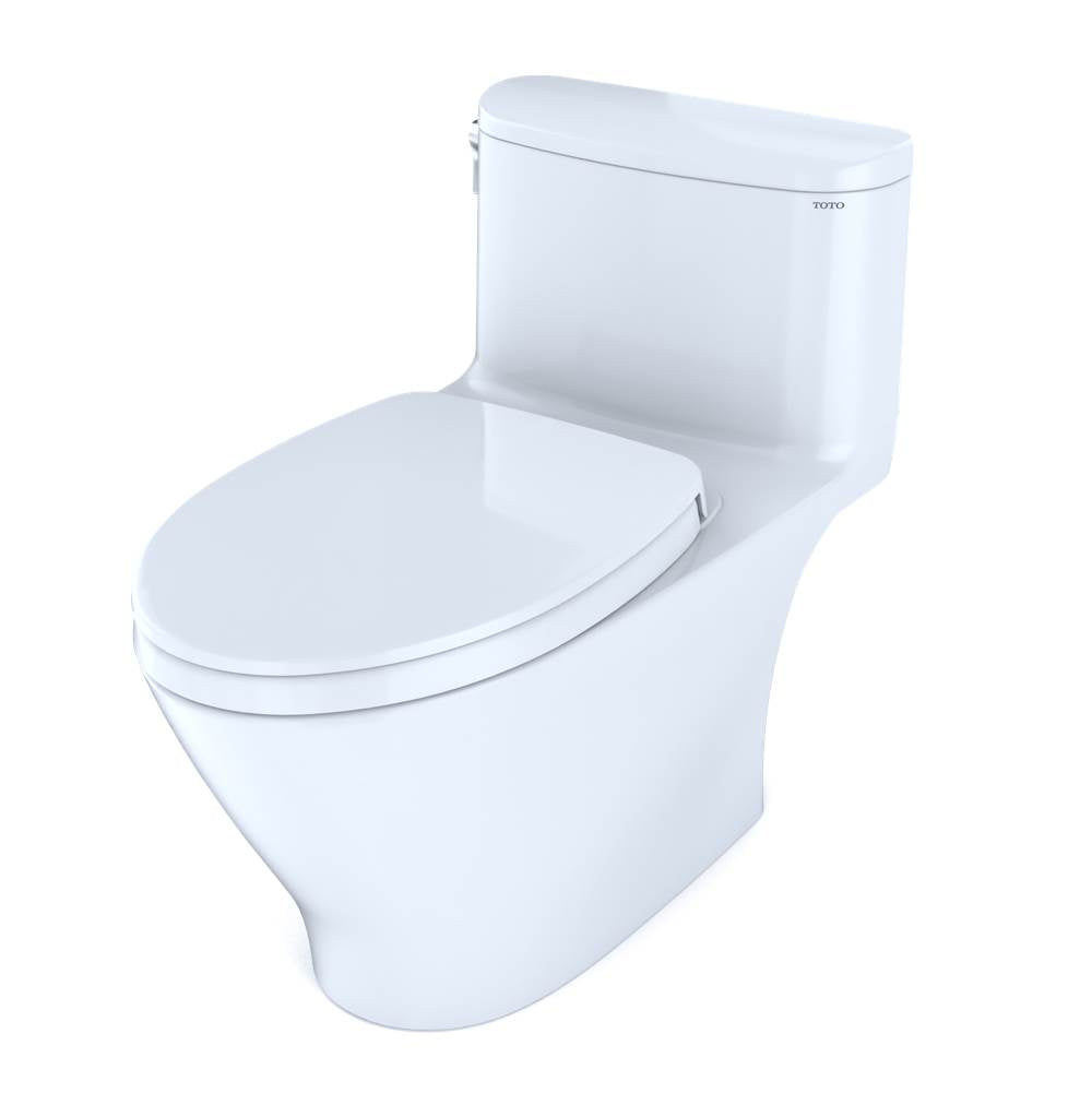 TOTO Nexus One-Piece Elongated 1.28 GPF Universal Height Toilet with CEFIONTECT and SS124 SoftClose Seat, WASHLET+ Ready, Cotton White