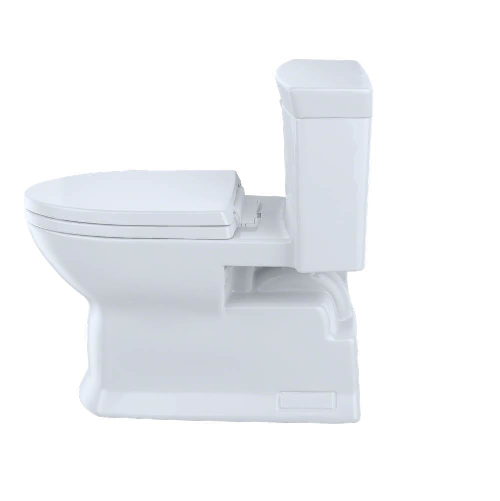 TOTO Eco Soir1/2e One Piece Elongated 1.28 GPF Universal Height Skirted Toilet with CEFIONTECT, Cotton White