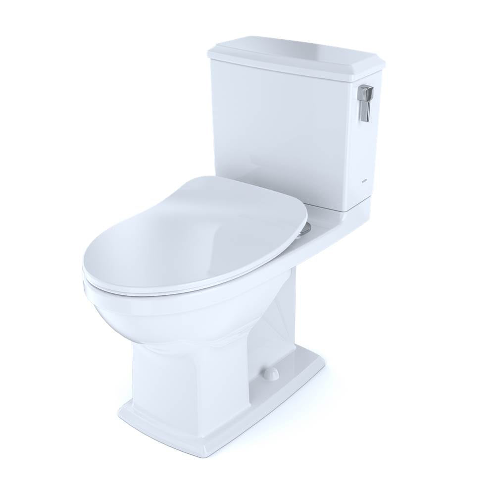 TOTO Connelly Two-Piece Elongated Dual Flush 1.28 and 0.9 GPF with CEFIONTECT and Right Lever, WASHLET+ Ready, Cotton White