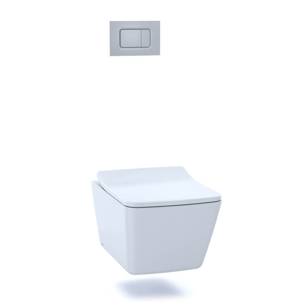 TOTO SP Wall-Hung Square-Shape Toilet and DuoFit In-Wall 1.28 and 0.9 GPF Dual-Flush Tank System with Copper Supply