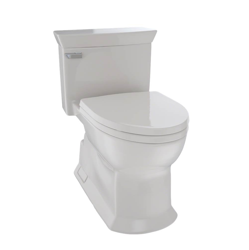 TOTO Eco Soir1/2e One Piece Elongated 1.28 GPF Universal Height Skirted Toilet with CEFIONTECT, Cotton White