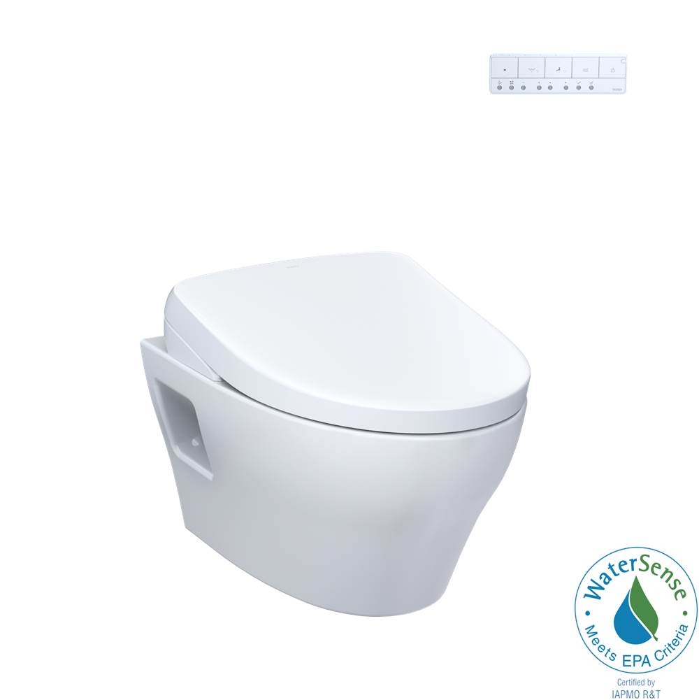 TOTO - TOTO WASHLET plus EP Wall-Hung Elongated Toilet with S7A Contemporary Bidet Seat and DuoFit In-Wall 0.9 and 1.28 GPF Auto Dual-Flush Tank System, Matte Silver - CWT4284736CMFGANo.MS - Matte Silver