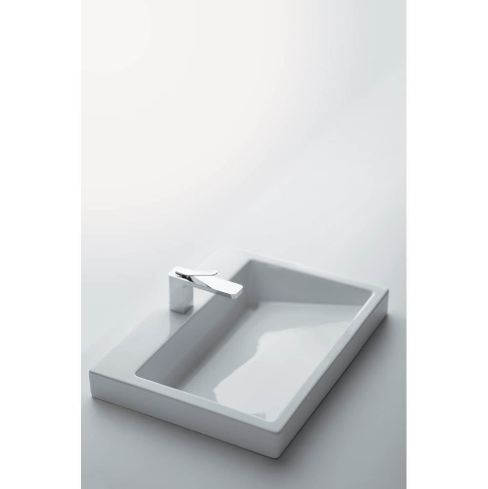 Toto Kiwami Renesse Design I Rectangular Fireclay Vessel Bathroom Sink With Cefiontect For Single Hole Faucets, Cotton White
