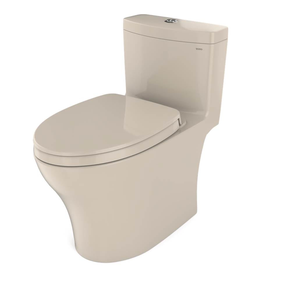 TOTO Aquia IV One-Piece Elongated Dual Flush 1.28 and 0.9 GPF Universal Height, WASHLET+ Ready Toilet with CEFIONTECT, Cotton White