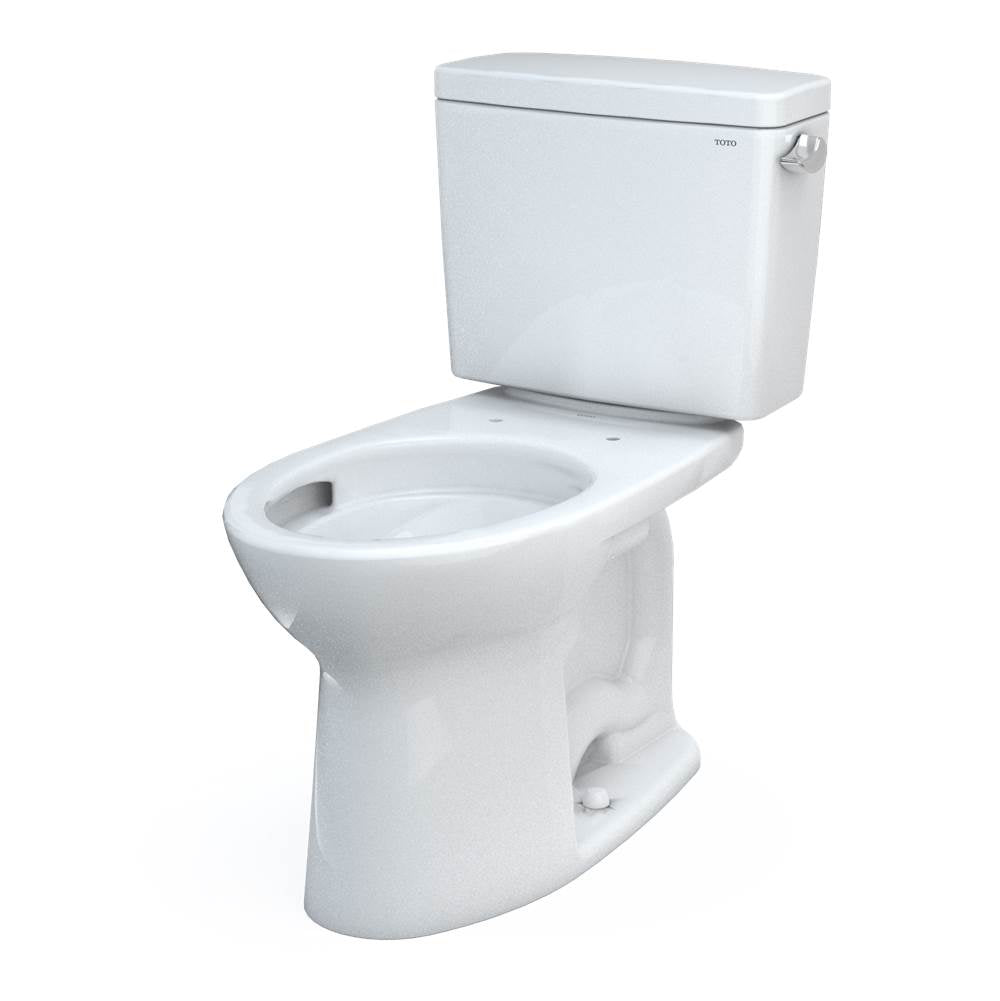 Toto Drake Two-Piece Elongated 1.28 Gpf Universal Height Tornado Flush Toilet With Cefiontect And Right-Hand Trip Lever, Cotton White