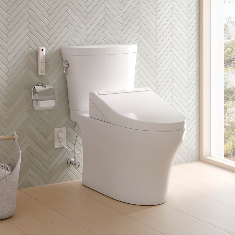 Toto Washlet+ Aquia Iv Arc Two-Piece Elongated Dual Flush 1.28 And 0.9 Gpf Toilet With C5 Bidet Seat, Cotton White