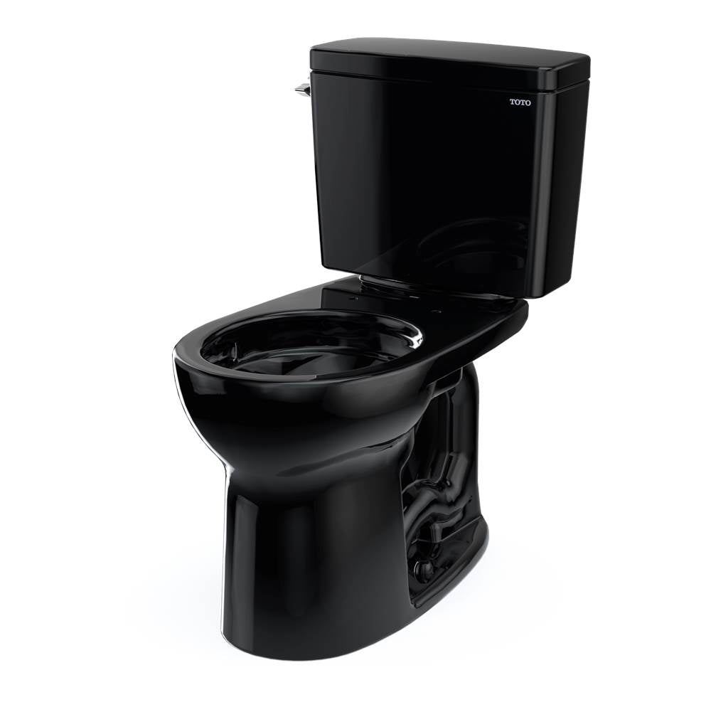 Toto Drake Two-Piece Round 1.28 Gpf Universal Height Tornado Flush Toilet With Cefiontect, Ebony