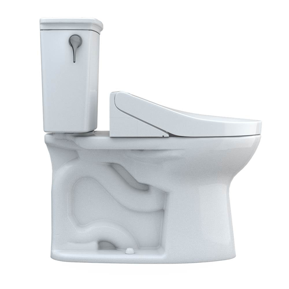 Toto Drake Transitional Washlet+ Two-Piece Elongated 1.28 Gpf Universal Height Tornado Flush Toilet With C5 Bidet Seat, Cotton White