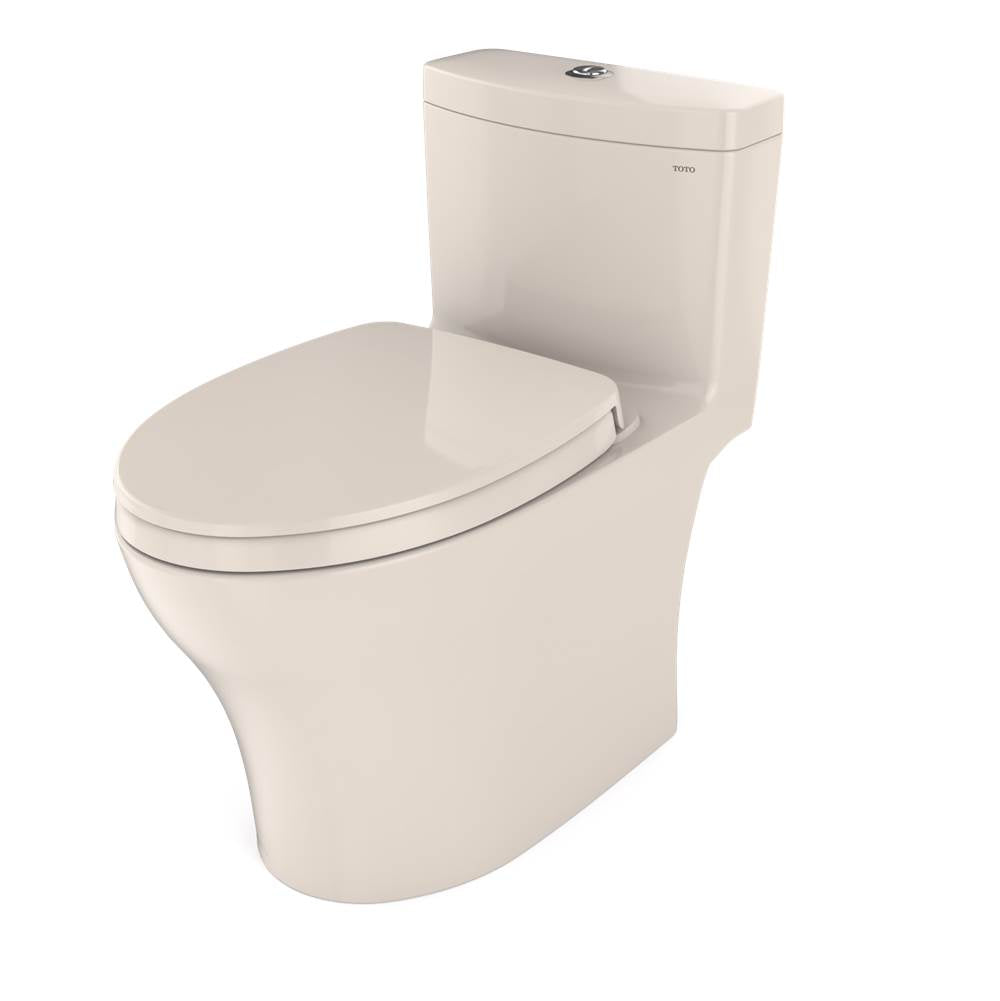 TOTO Aquia IV One-Piece Elongated Dual Flush 1.28 and 0.9 GPF Universal Height, WASHLET+ Ready Toilet with CEFIONTECT, Cotton White