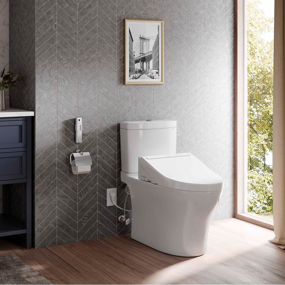 TotoWashlet+ Aquia Iv Two-Piece Elongated Dual Flush 1.28 And 0.9 Gpf Toilet And Washlet C5 Bidet Seat, Cotton White