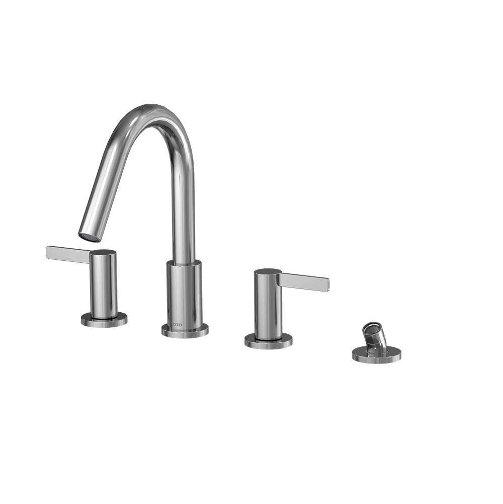 Toto Gf Two Lever Handle Deck-Mount Roman Tub Filler Trim With Handshower, Brushed Nickel