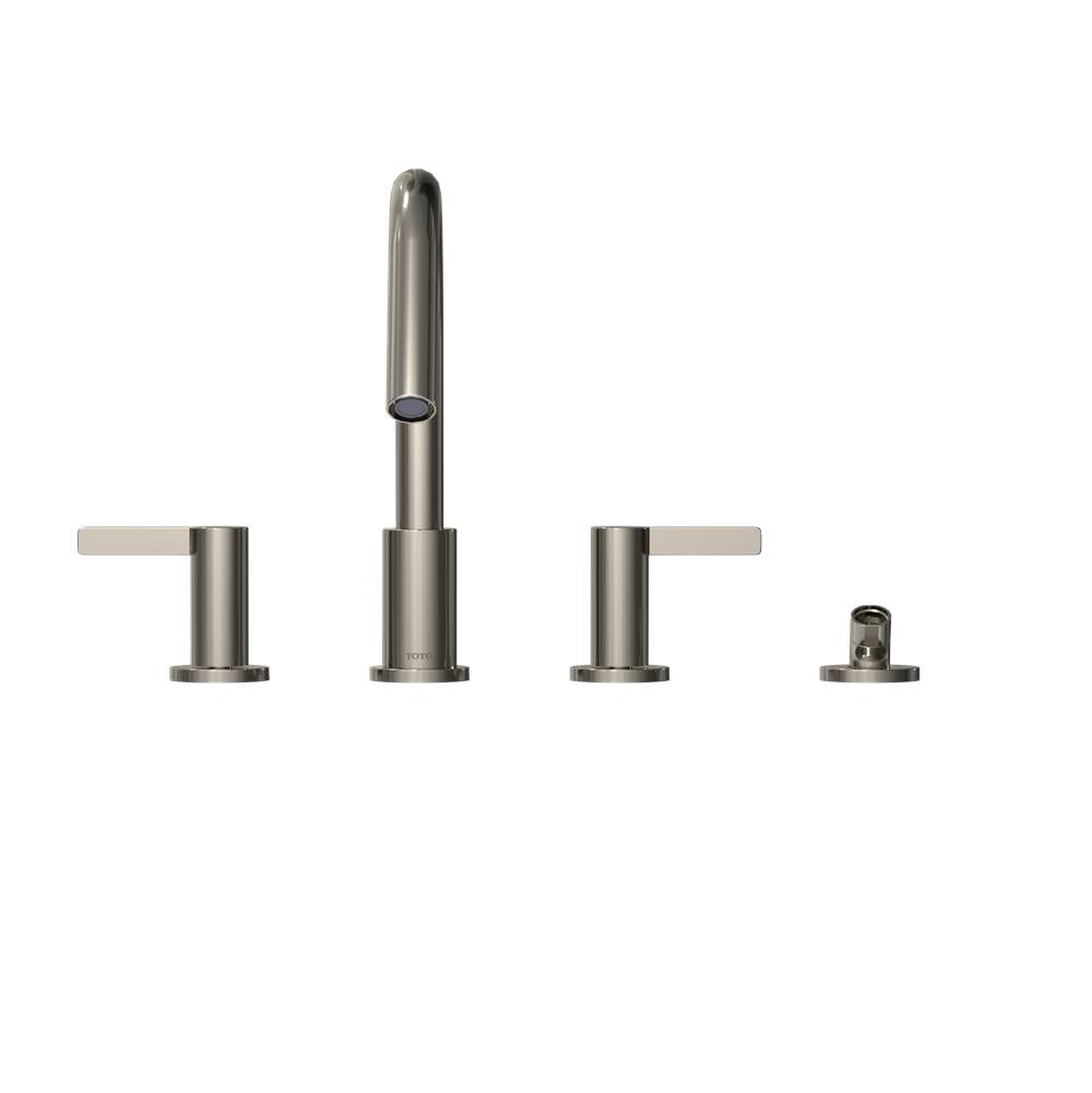Toto Gf Two Lever Handle Deck-Mount Roman Tub Filler Trim With Handshower, Brushed Nickel