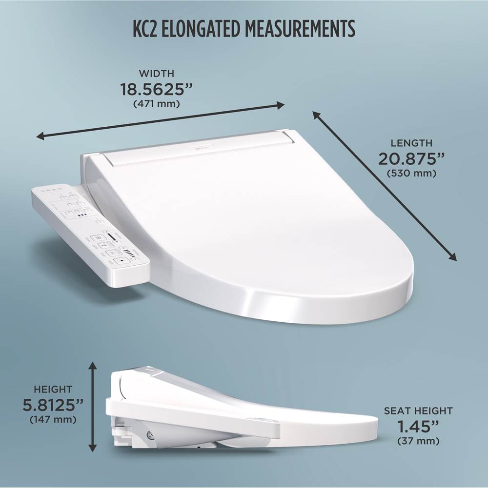 TOTO WASHLET KC2 Electronic Bidet Toilet Seat with Heated Seat and SoftClose Lid, Elongated, Cotton White
