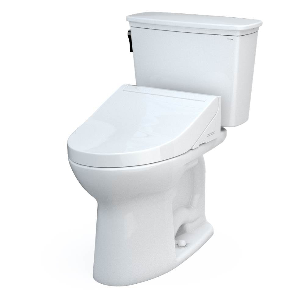 Toto Drake Transitional Washlet+ Two-Piece Elongated 1.28 Gpf Universal Height Tornado Flush Toilet With C5 Bidet Seat, Cotton White