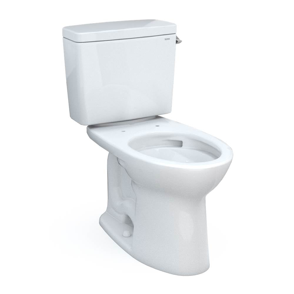 Toto Drake Two-Piece Elongated 1.28 Gpf Universal Height Tornado Flush Toilet With Cefiontect And Right-Hand Trip Lever, 10 Inch Rough-In, Cotton White