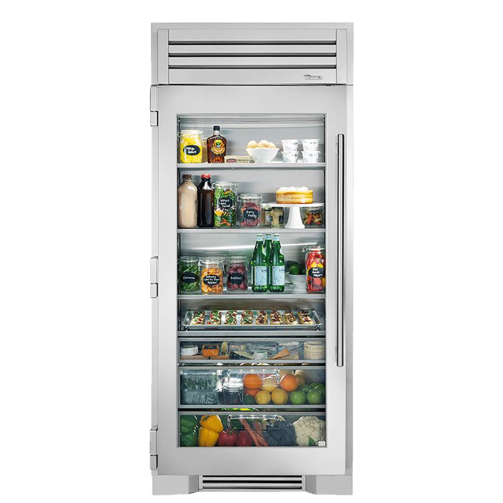 True Residential - 36Inch Column - All Refrigerator - Stainless Glass Door - Hinged Left (L)