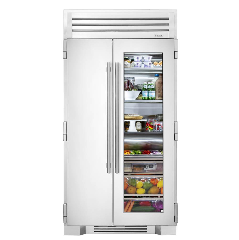 True Residential - 42Inch Side By Side Refrigerator/Freezer - Stainless Steel - Stainless Glass Door - Integrated Ice