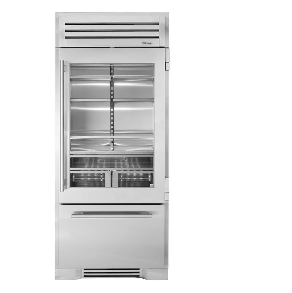 True Residential - 36'' Refrigerator/Bottom Freezer - Stainless Steel - Stainless Glass Door - Hinged Right (R) - Stainless Steel