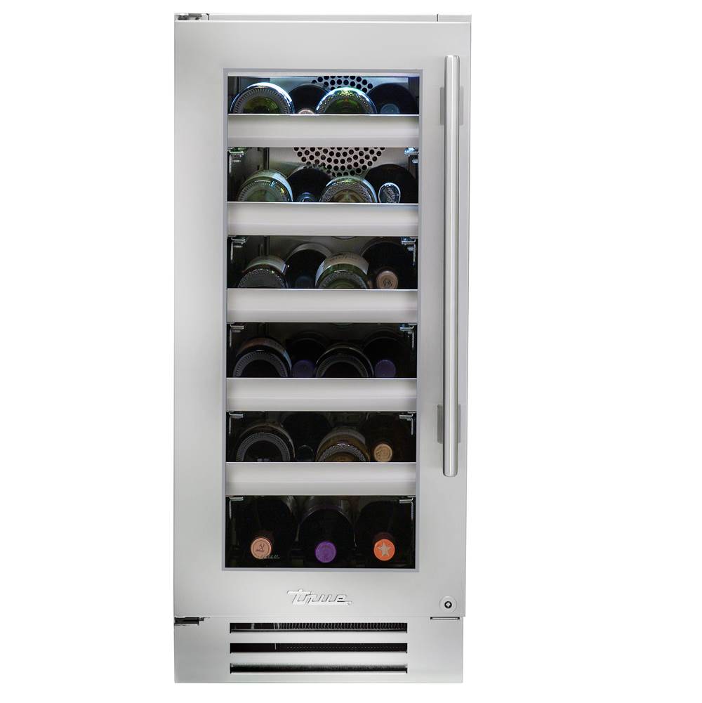 True Residential - Stainless Glass - 5 Pullout Wine, 1 Floor Cradle - Hinge Left (L) - Stainless Steel