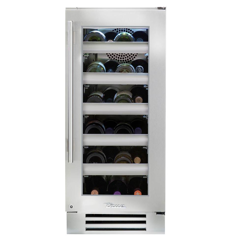 True Residential - Stainless Glass - 5 Pullout Wine, 1 Floor Cradle - Hinge Right (R) - Stainless Steel